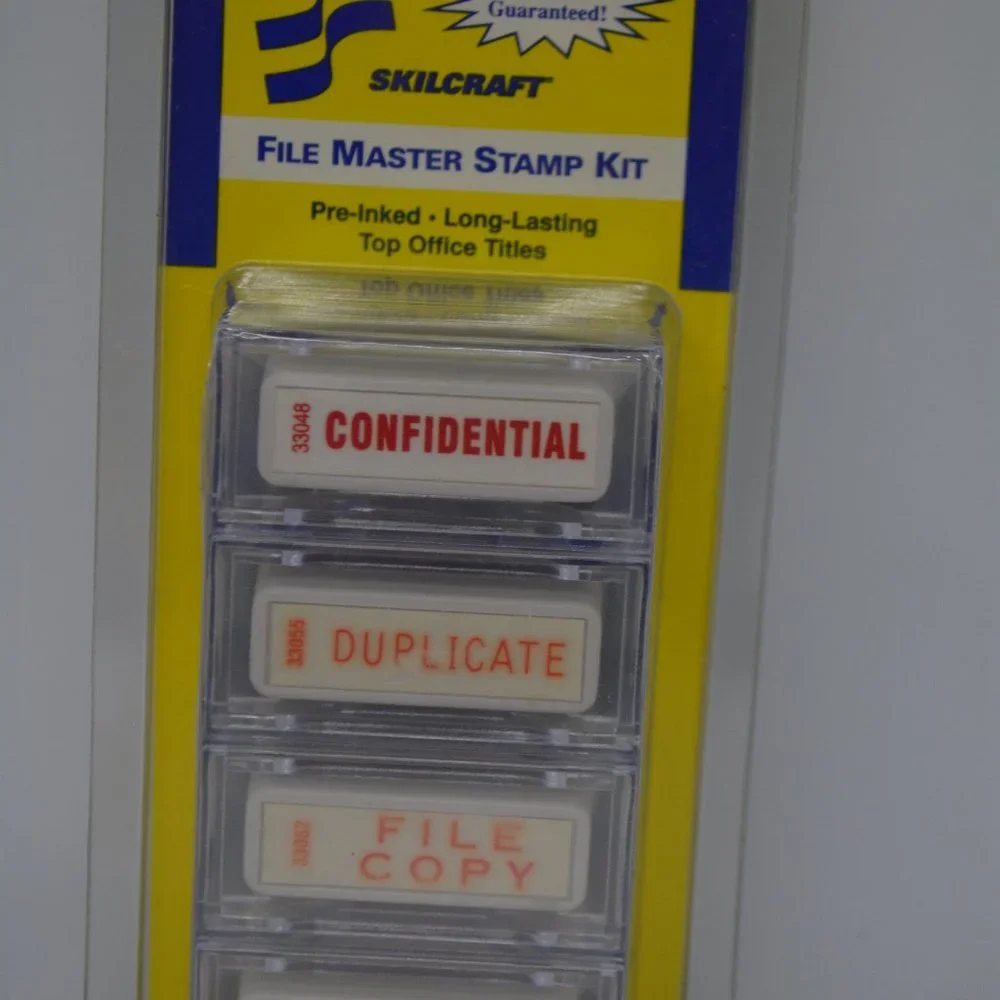 Skilcraft File Master Office Stamp Kit Pre Inked Confidential Duplicate Original